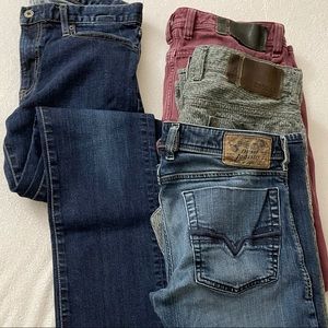 4 pairs of men’s jeans (3 Diesel and 1 Uniqlo)